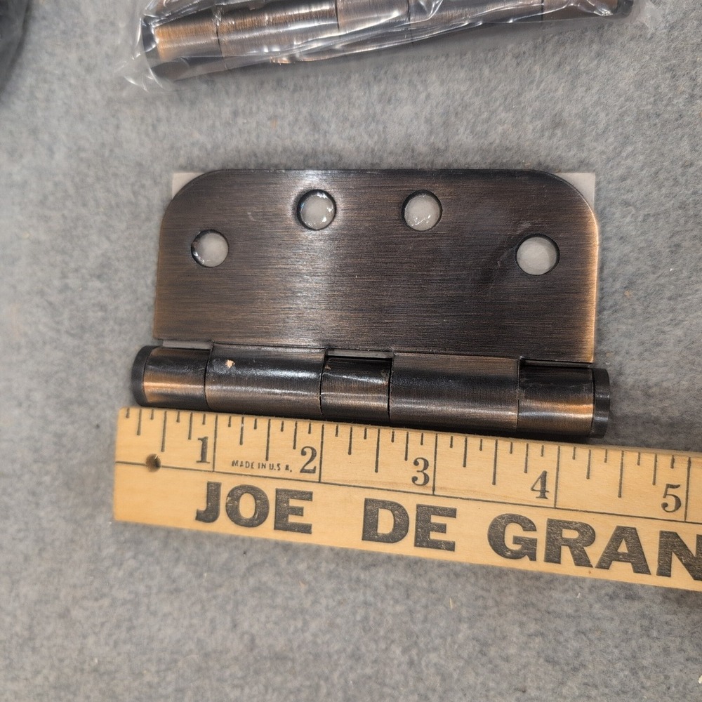 Oil Rubbed Bronze 4 Inch Door Hinges 5/8 Radius Corner 3 Pack with Screws - Picture 4 of 5